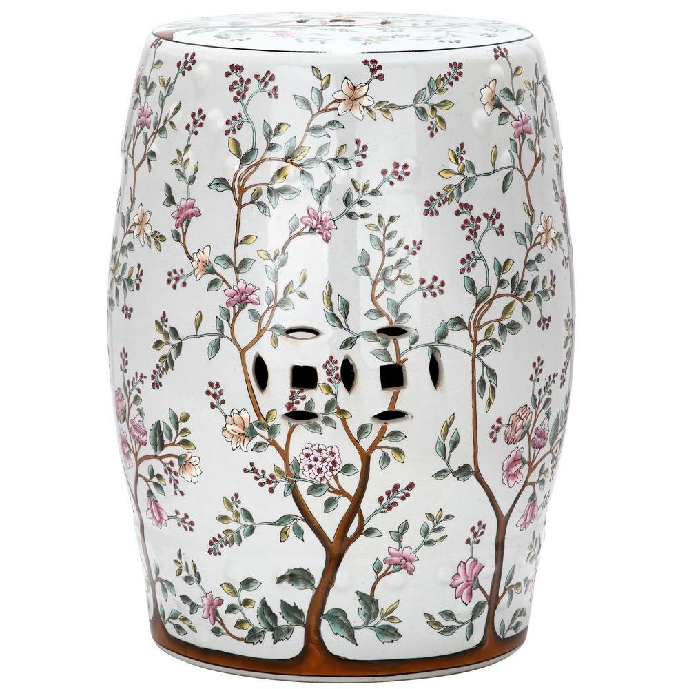 Flower Tree Blooming Ceramic Garden Stool 7424