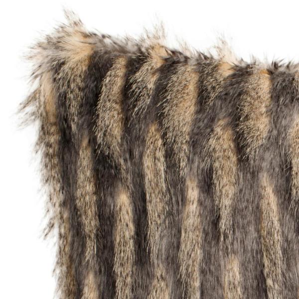 20" Faux Pheasant Throw Pillow, Taupe/Charcoal (#K6099)