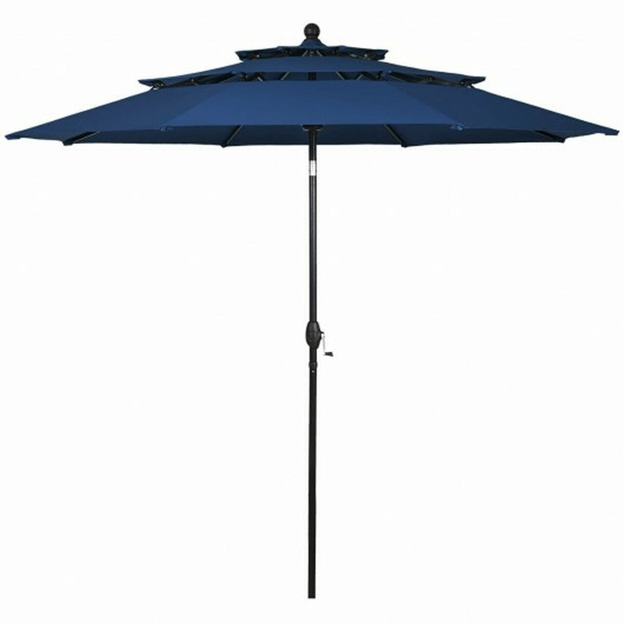 10' 3 Tier Patio Umbrella Aluminum Sunshade Shelter Double Vented Without Base-Navy OP3928NY KB2532-A4-B4-P2