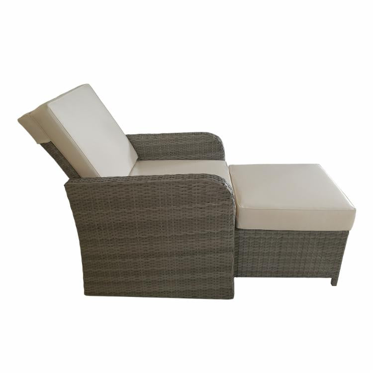 Wicker Club Chair and Ottoman - Gray