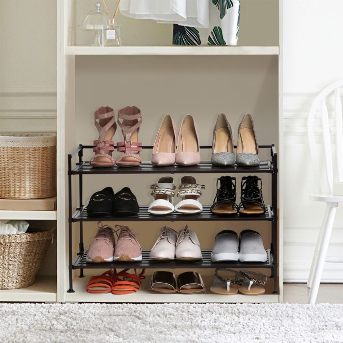 3-Tier 9 Pair Stackable Shoe Rack (#K5740)