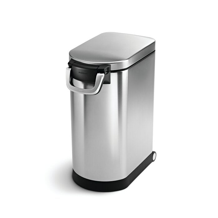 30 Liter Large Pet Food Storage Container, Brushed Stainless Steel for Dog Food, Cat Food, and Bird Feed