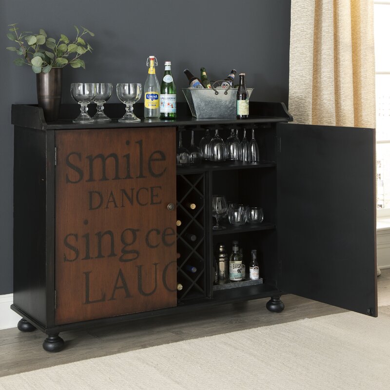 Black/Brown Sprowston Bar Cabinet with Wine Storage