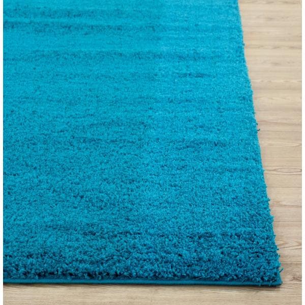 World Rug Gallery Harbor Shag 3 x 5 Shag Turquoise Indoor Solid Mid-century Modern Area Rug, DRug118-B2-S2