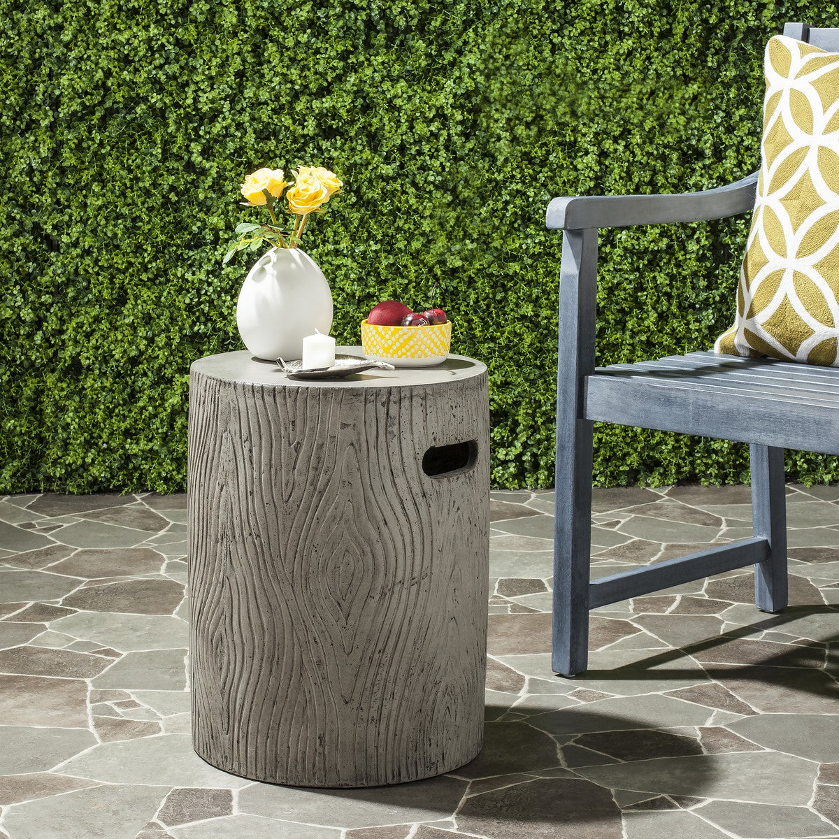 Trunk Indoor / Outdoor Modern Concrete Round 16.5" Accent Table #HA686