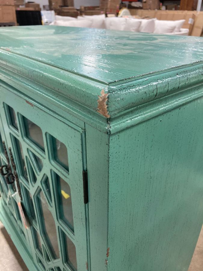 36" Two Door Cabinet, in Bayberry Blue Rub AS-IS OP030
