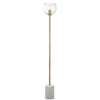 Bradley 61 in. White/Brass Gold Floor Lamp with Clear Open Globe Shade 7429