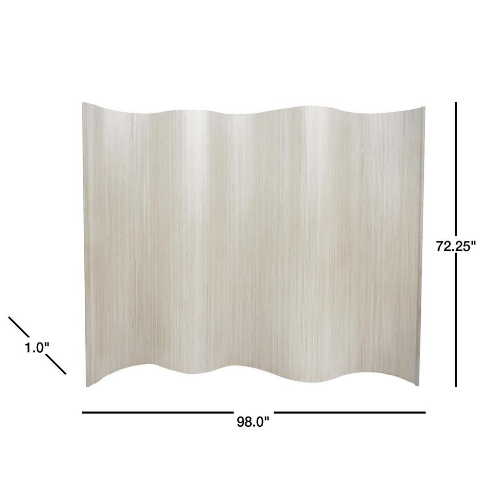 White Bamboo Wave 1-Panel Room Divider 72.25"x98" (HA622)