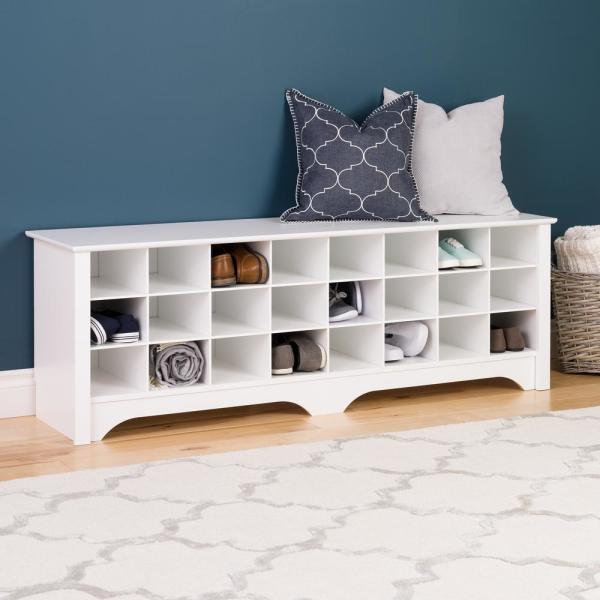 60 in. White Shoe Cubby Bench 1028