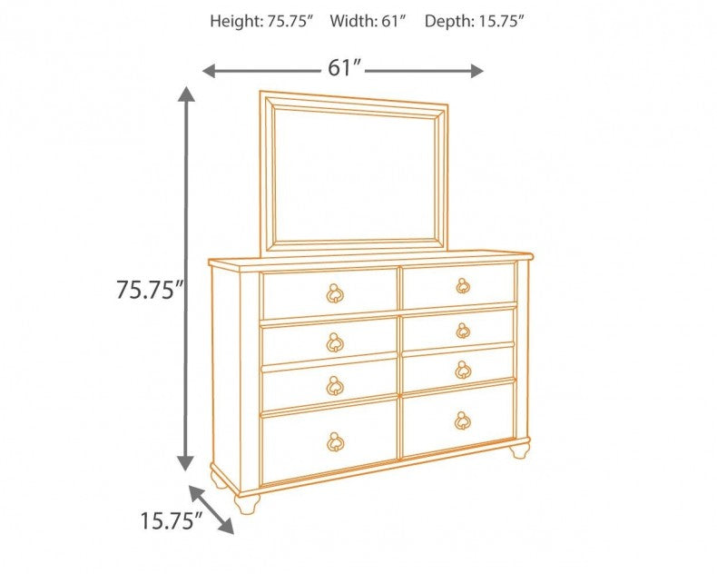 Whitewash Bedroom Mirror pc279