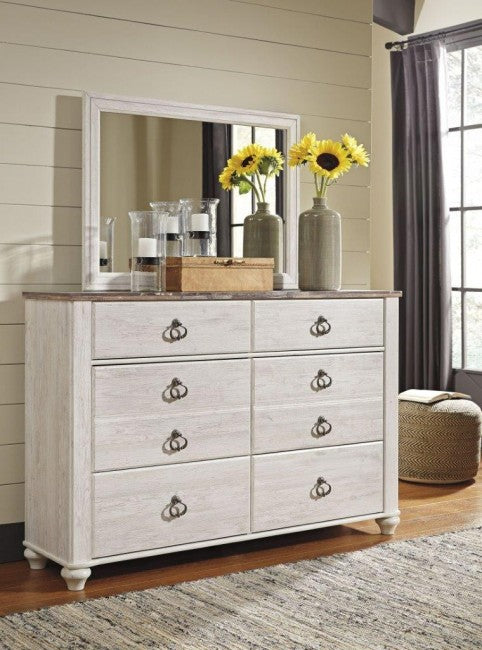 Whitewash Bedroom Mirror pc279