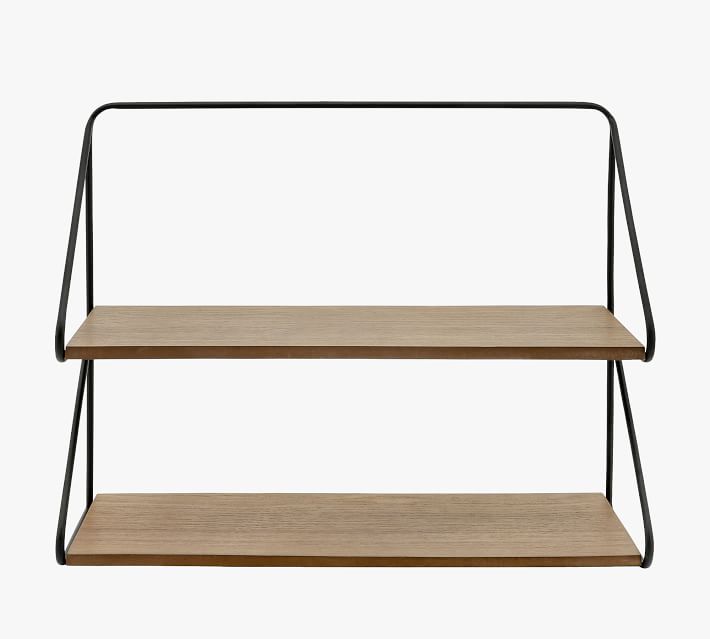 2-Tier Wall Shelf, Natural/Black