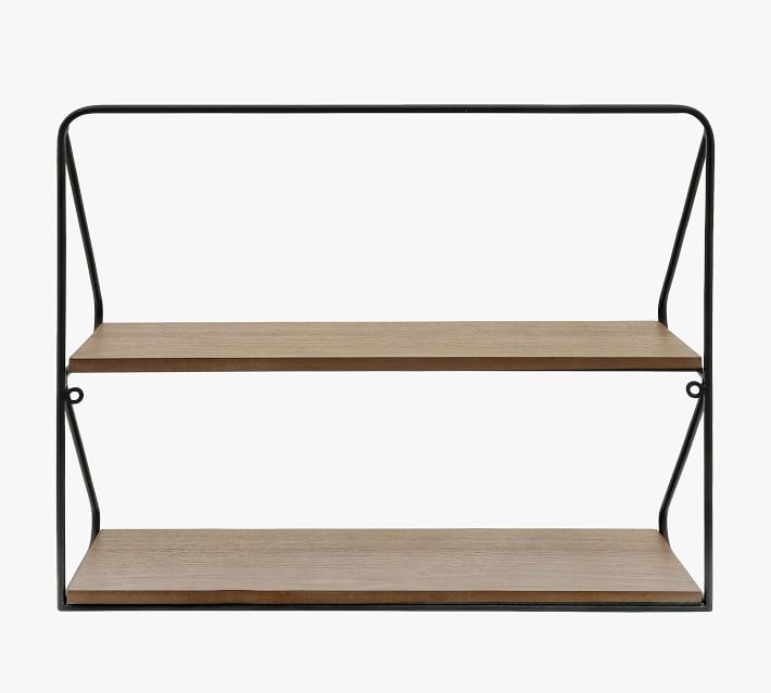 2-Tier Wall Shelf, Natural/Black