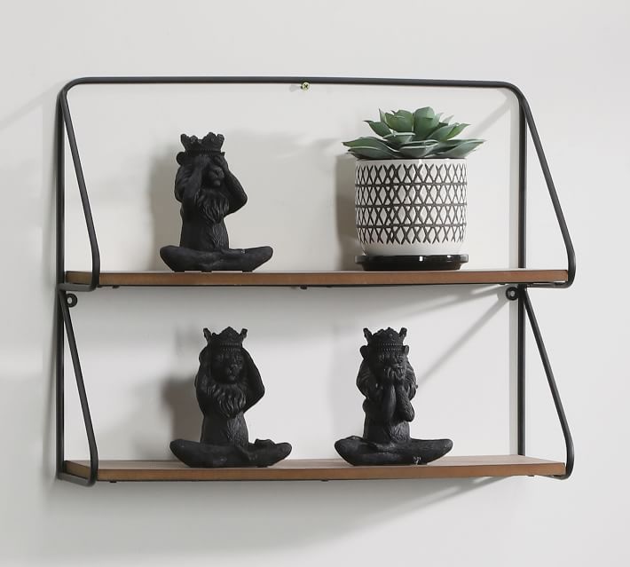 2-Tier Wall Shelf, Natural/Black