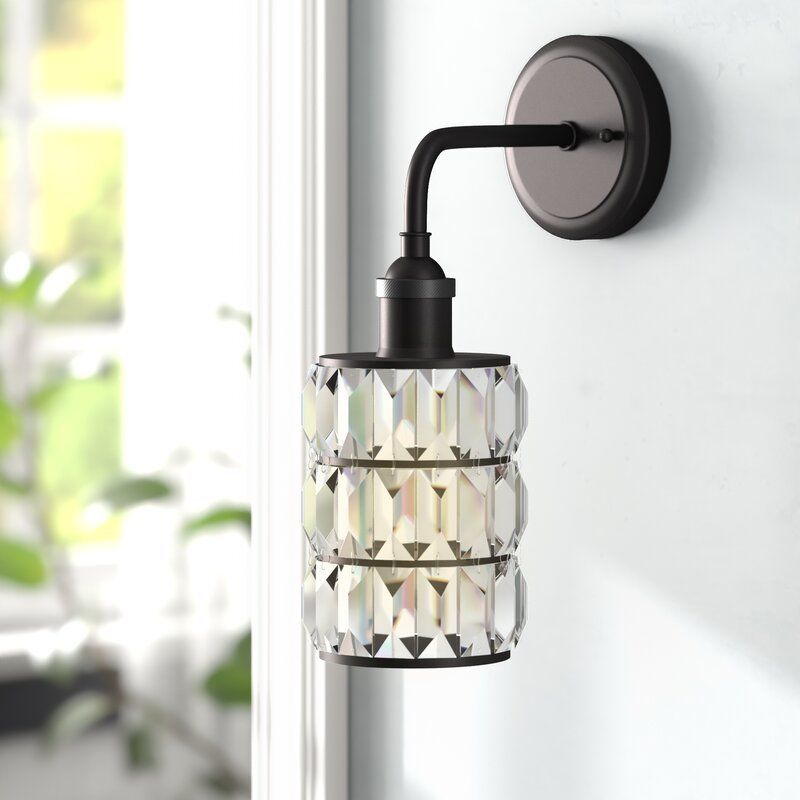 1 Light Wall Fixture Oil Rubbed Bronze Finish Crystal Prism Glass K8676