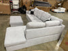 Beverly Fine Andes Furniture with Faux Leather Microfiber Sofa Set with Ottoman, Wood, Light Gray CA440