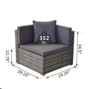 *AS IS* Outsunny 2-Piece Outdoor Wicker Patio Sofa Set with Cushions - Grey (2-Person Sofa ONLY)