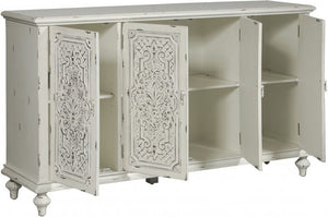 Ornate Four Door White Credenza
