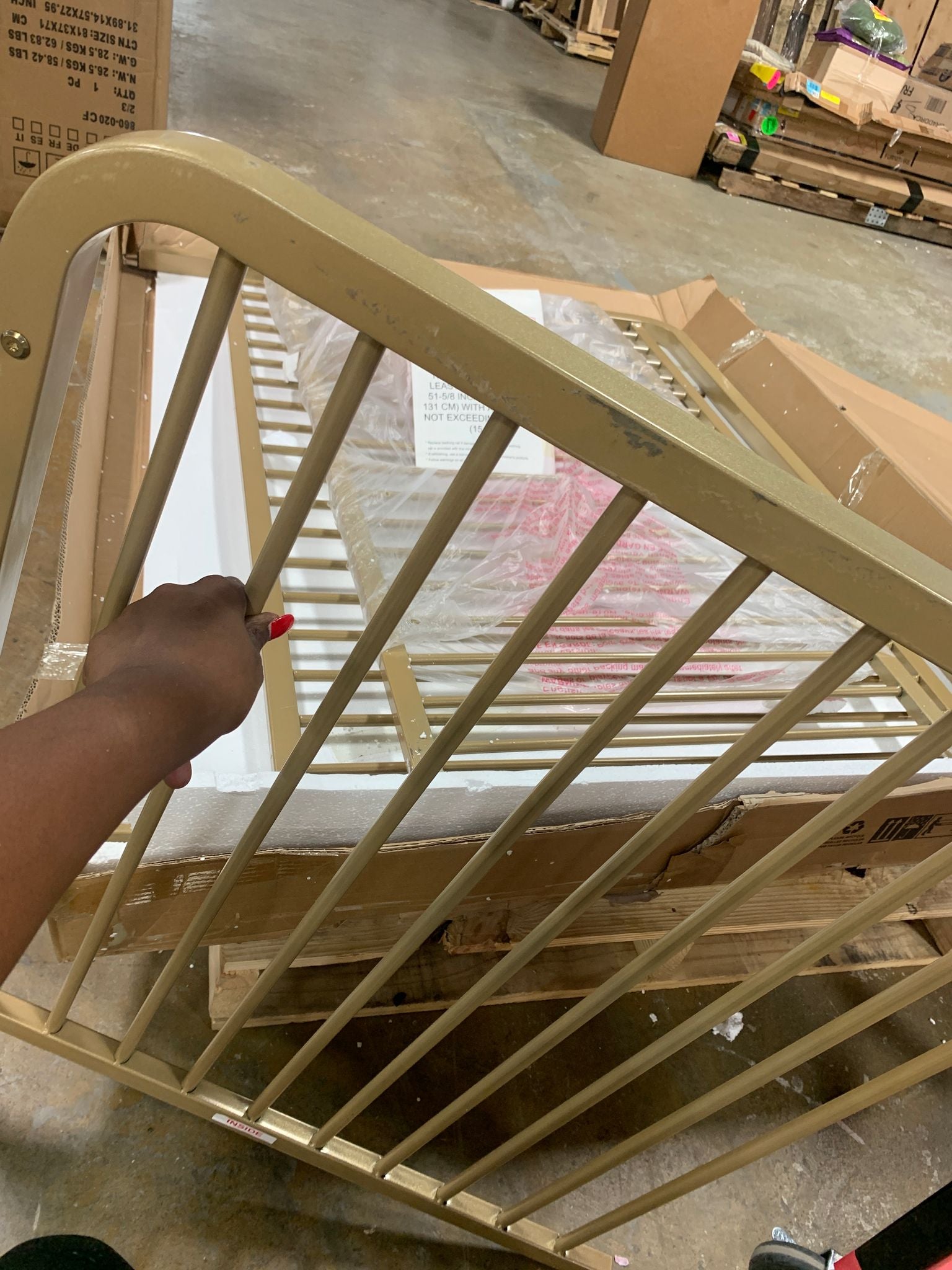 Baby Relax Juniper 4-in-1 Convertible Metal Crib, Gold KB582